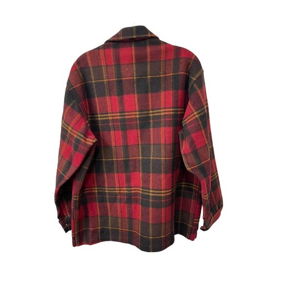 VINTAGE PENDLETON Mens Red Plaid Button Up Long Sleeve Shirt Size M Virgin wool - Picture 5 of 7